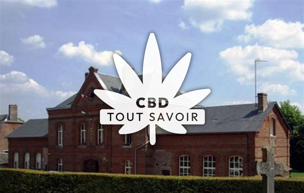 Village à Vigneux-Hocquet avec feuille Cannabis CBD