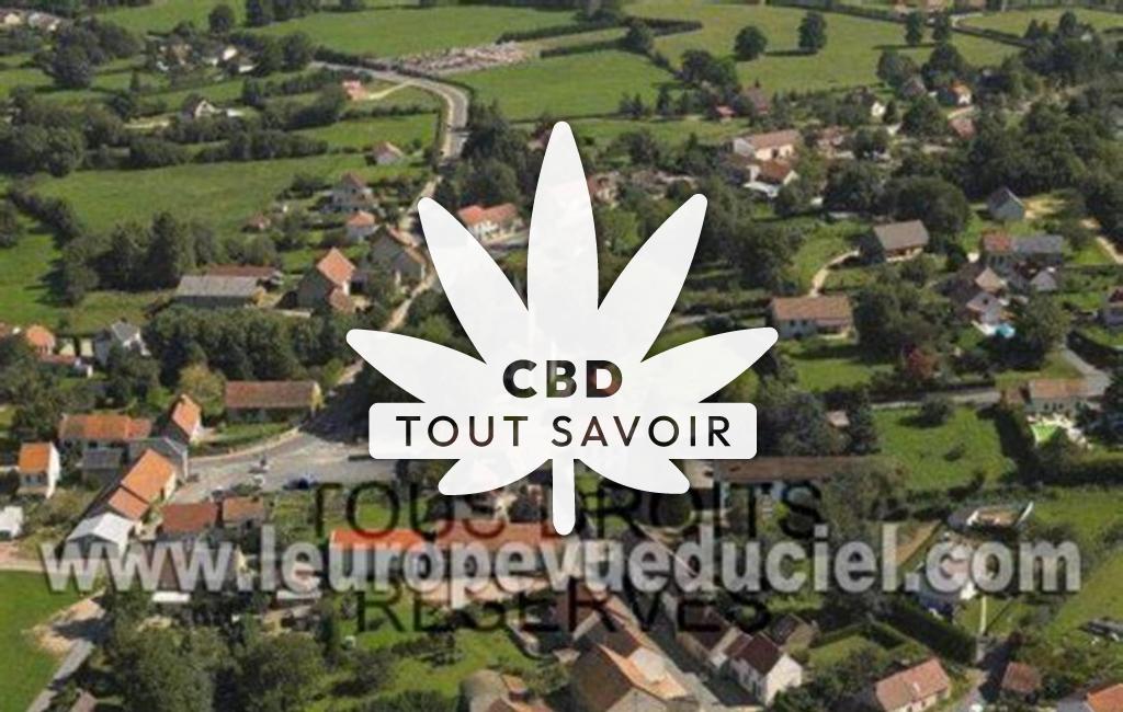 Village à Villebret avec feuille Cannabis CBD