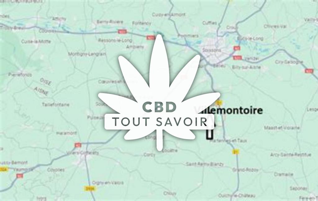 Village à Villemontoire avec feuille Cannabis CBD