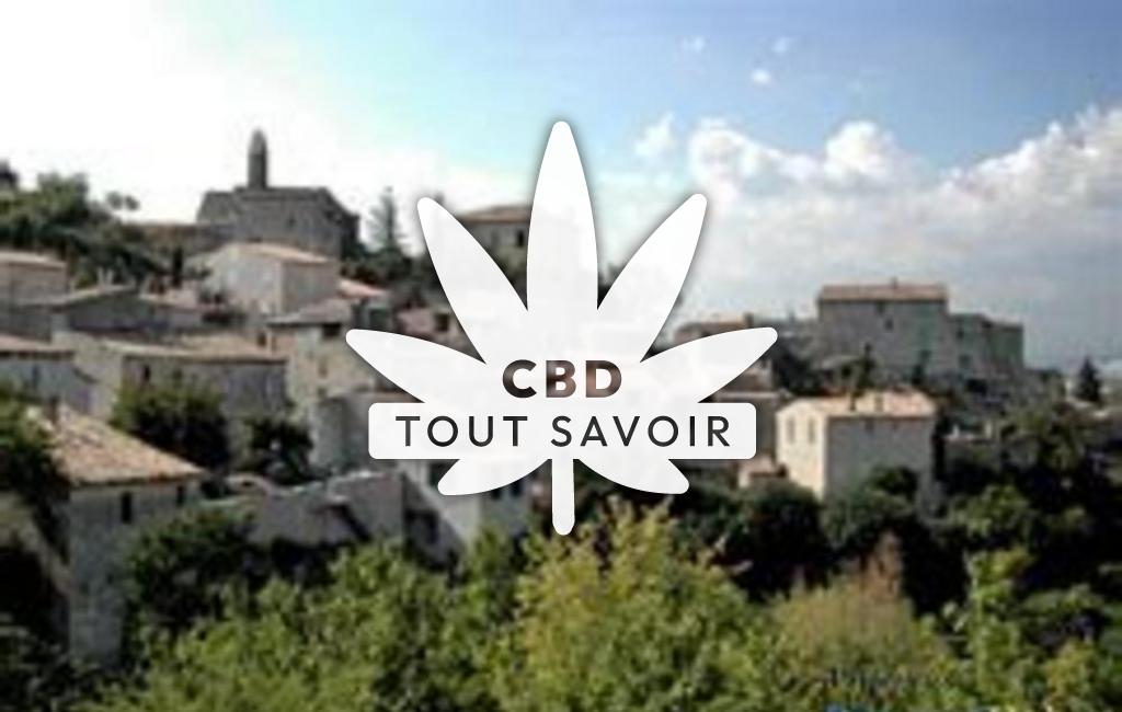 Village à Villemus avec feuille Cannabis CBD