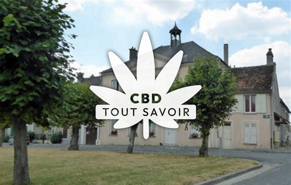 Village à Villeneuve-sur-Fere avec feuille Cannabis CBD