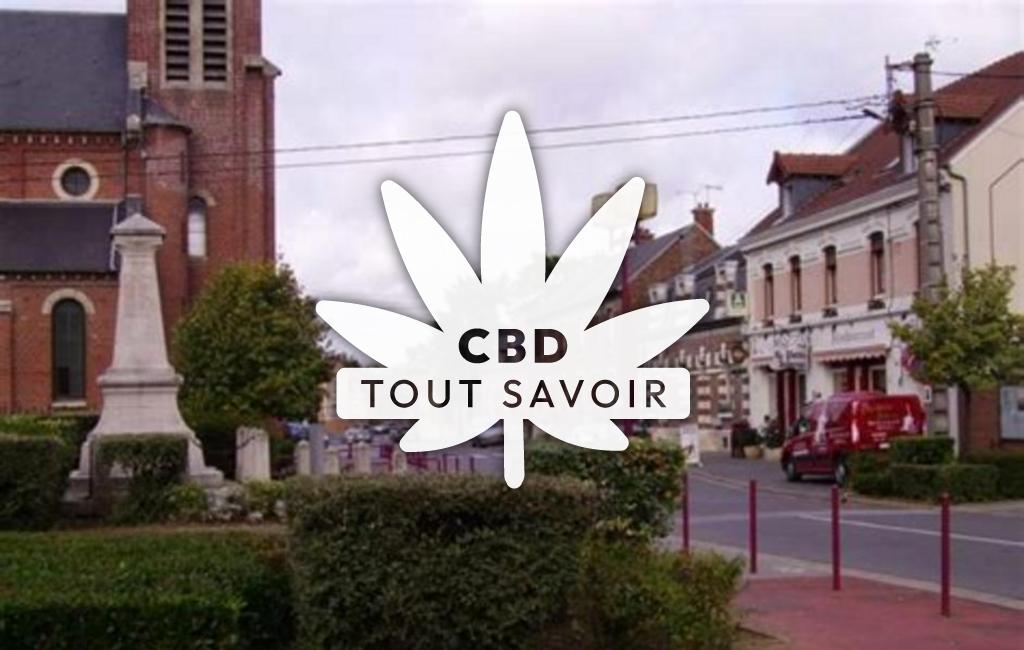 Village à Viry-Noureuil avec feuille Cannabis CBD