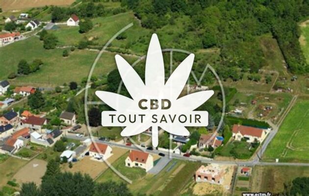 Village à Aizy-Jouy avec feuille Cannabis CBD