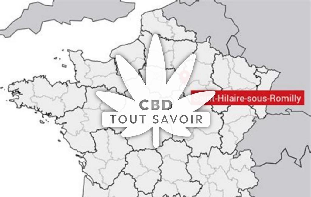 Village à Saint-Hilaire-sous-Romilly avec feuille Cannabis CBD