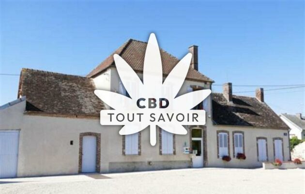 Village à Saint-Loup-de-Buffigny avec feuille Cannabis CBD