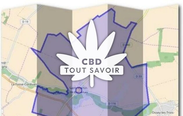 Village à Saint-Martin-de-Bossenay avec feuille Cannabis CBD