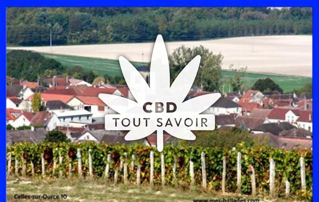 Village à Celles-sur-Ource avec feuille Cannabis CBD