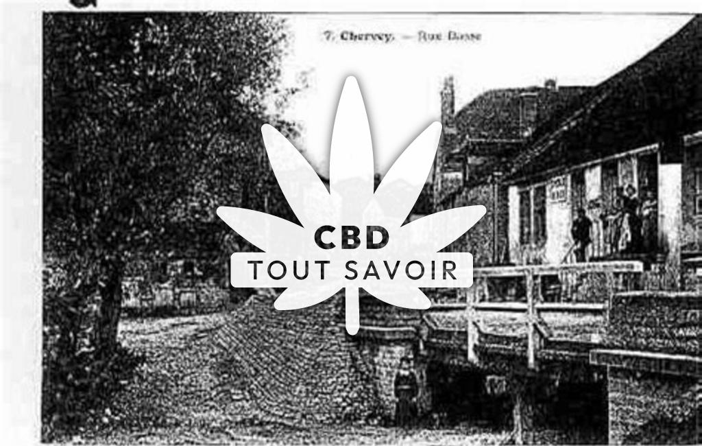 Village à Chervey avec feuille Cannabis CBD