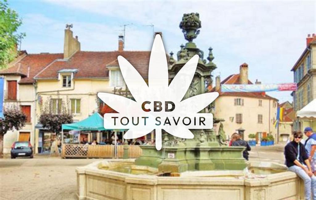 Village à Poligny avec feuille Cannabis CBD