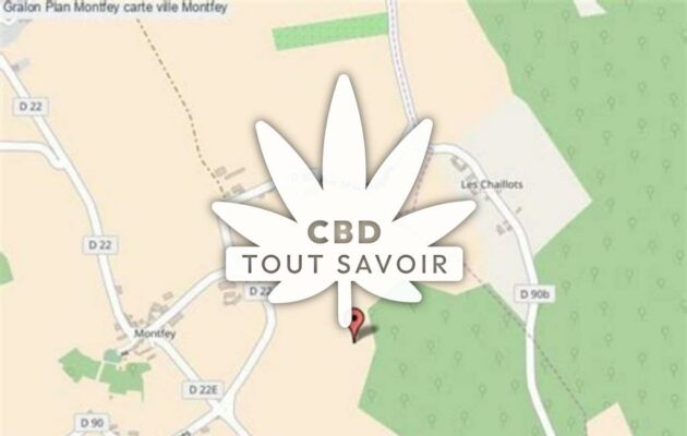 Village à Montfey avec feuille Cannabis CBD