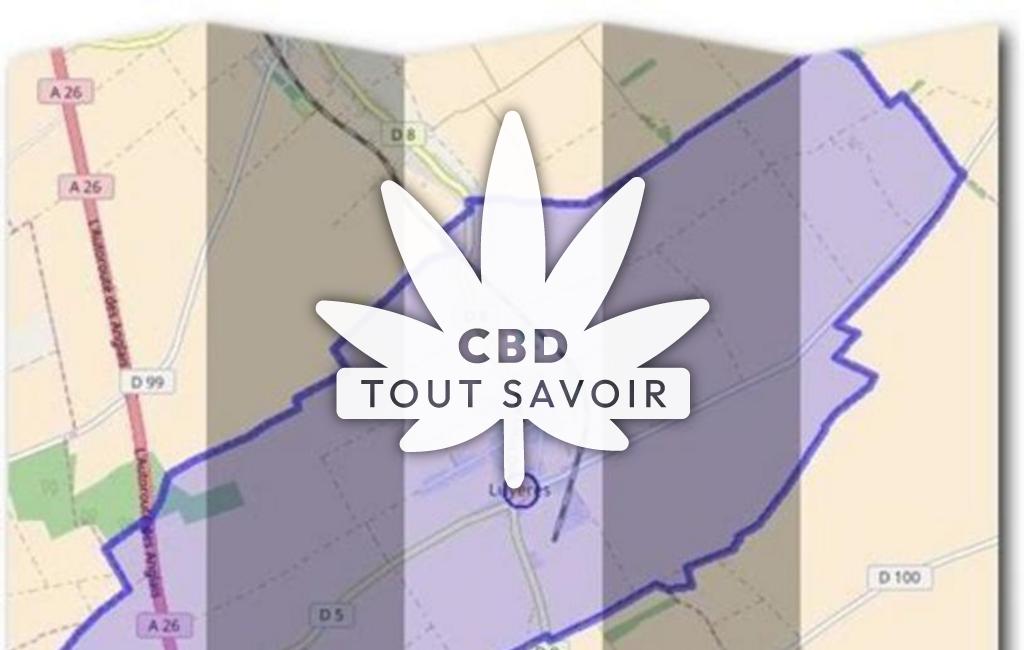 Village à Luyeres avec feuille Cannabis CBD