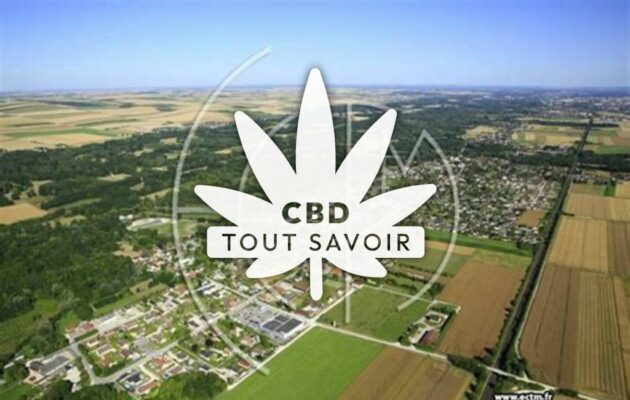 Village à Saint-Lye avec feuille Cannabis CBD