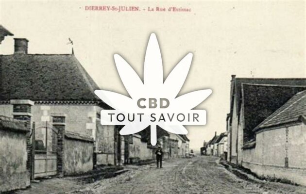 Village à Dierrey-Saint-Julien avec feuille Cannabis CBD