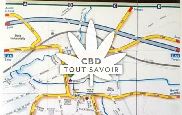 Village à Estissac avec feuille Cannabis CBD