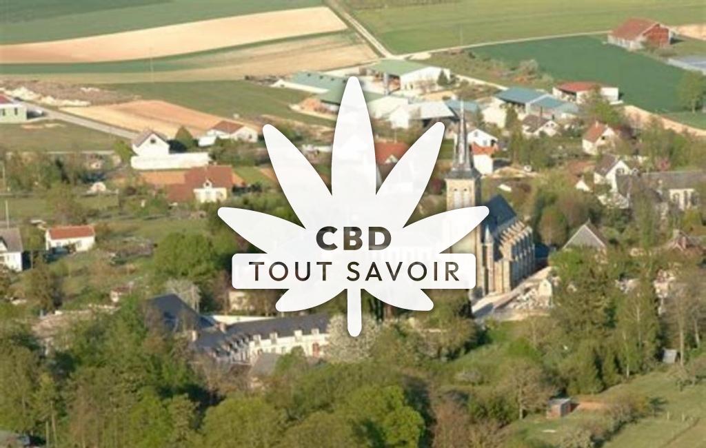 Village à Mesnil-Saint-Loup avec feuille Cannabis CBD