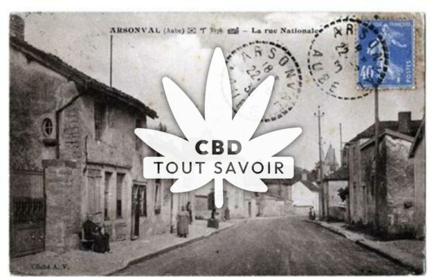 Village à Arsonval avec feuille Cannabis CBD