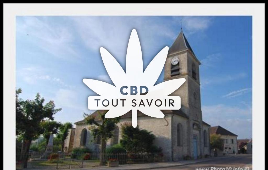 Village à Bligny avec feuille Cannabis CBD