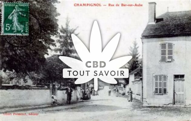 Village à Champignol-Lez-Mondeville avec feuille Cannabis CBD