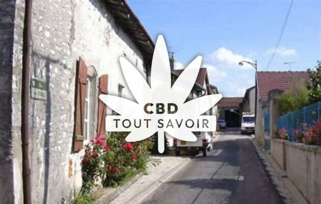 Village à Colombe-le-Sec avec feuille Cannabis CBD