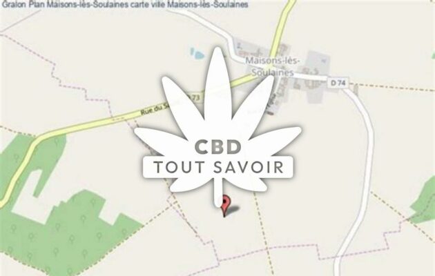 Village à Maisons-les-Soulaines avec feuille Cannabis CBD