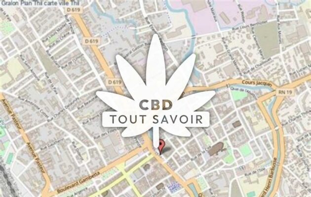 Village à Thil avec feuille Cannabis CBD