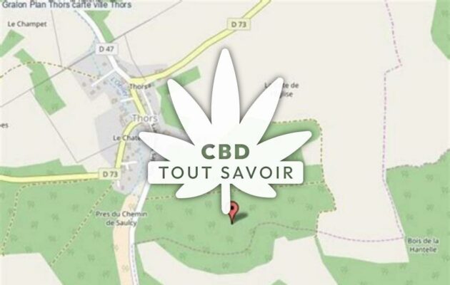 Village à Thors avec feuille Cannabis CBD