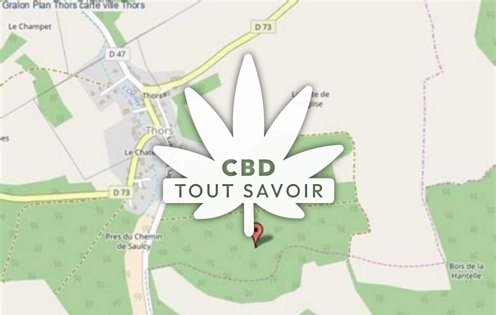 Village à Thors avec feuille Cannabis CBD