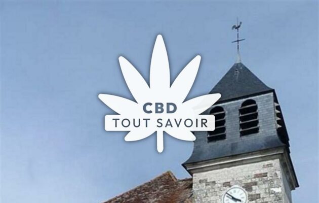 Village à Mesnil-Sellieres avec feuille Cannabis CBD