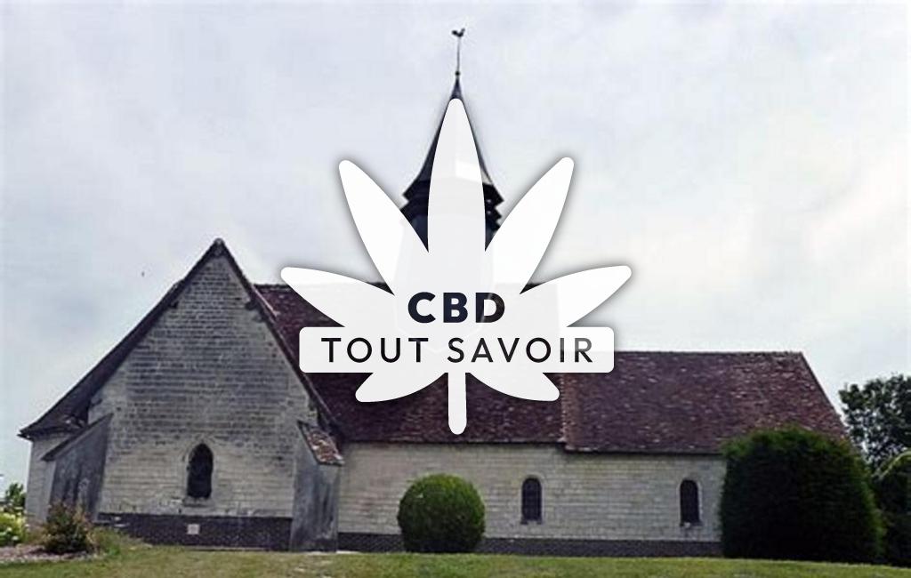 Village à Rouilly-Sacey avec feuille Cannabis CBD