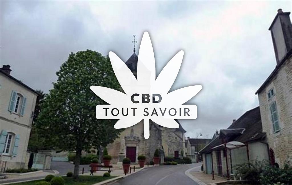 Village à Courteron avec feuille Cannabis CBD