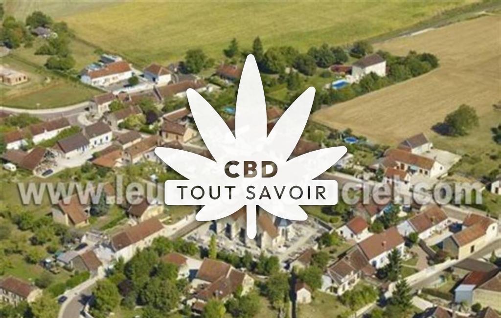 Village à Courtenot avec feuille Cannabis CBD