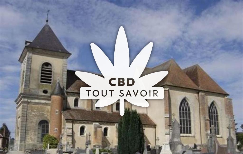 Village à Montieramey avec feuille Cannabis CBD