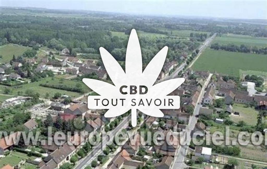 Village à Charmoy avec feuille Cannabis CBD