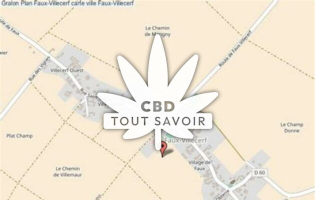 Village à Faux-Villecerf avec feuille Cannabis CBD