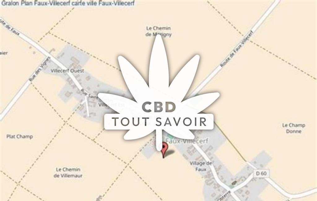 Village à Faux-Villecerf avec feuille Cannabis CBD