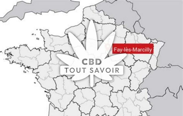 Village à Fay-les-Marcilly avec feuille Cannabis CBD