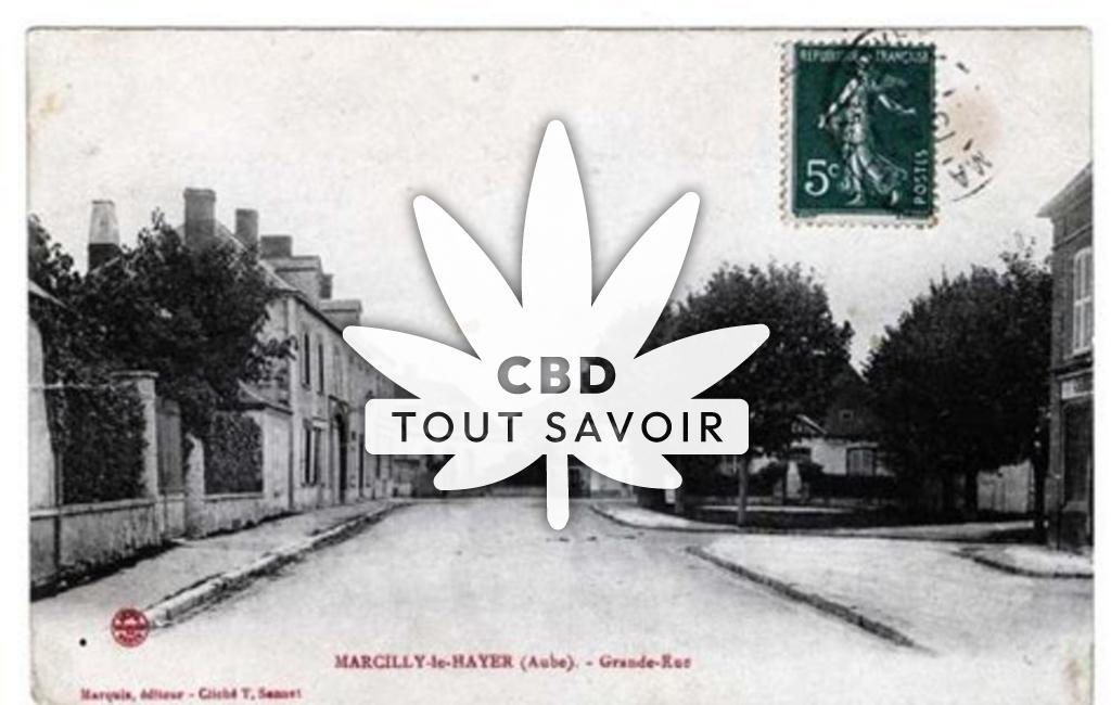 Village à Marcilly-le-Hayer avec feuille Cannabis CBD