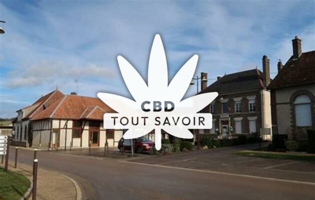 Village à Macey avec feuille Cannabis CBD