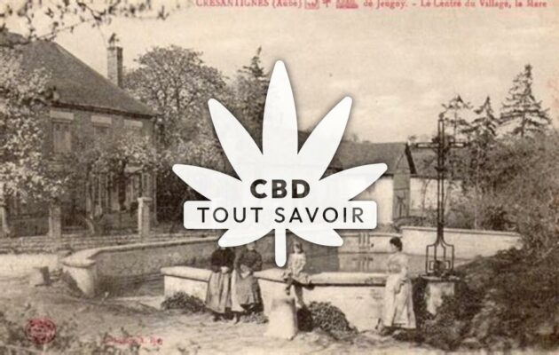 Village à Cresantignes avec feuille Cannabis CBD