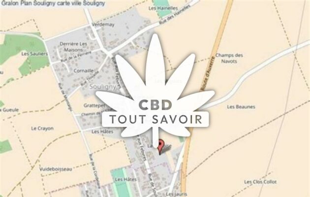 Village à Souligny avec feuille Cannabis CBD