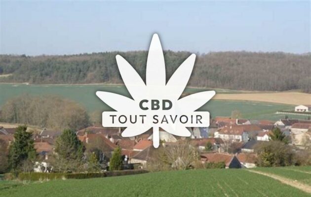 Village à Avirey-Lingey avec feuille Cannabis CBD