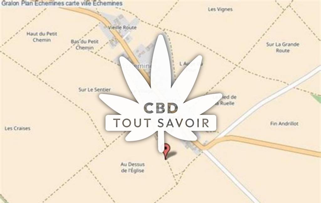 Village à Echemines avec feuille Cannabis CBD