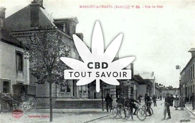 Village à Marigny-le-Chatel avec feuille Cannabis CBD