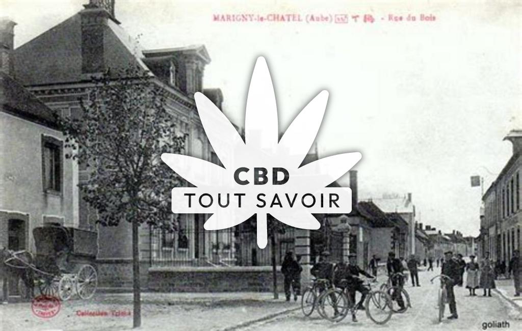 Village à Marigny-le-Chatel avec feuille Cannabis CBD