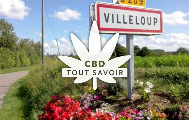 Village à Villeloup avec feuille Cannabis CBD