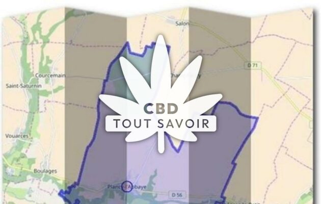 Village à Plancy-l'Abbaye avec feuille Cannabis CBD