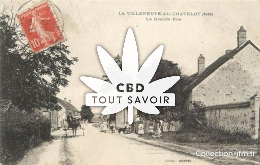 Village à La-Villeneuve-au-Chatelot avec feuille Cannabis CBD