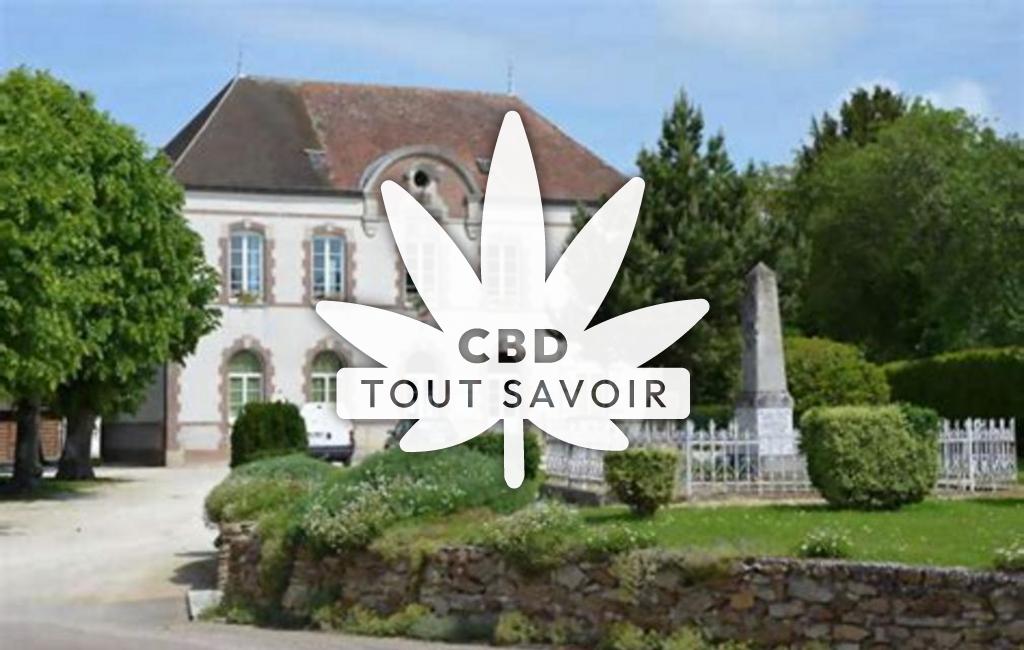 Village à Montpothier avec feuille Cannabis CBD