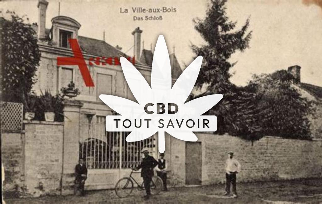 Village à La-Ville-aux-Bois avec feuille Cannabis CBD