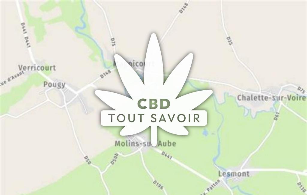 Village à Molins-sur-Aube avec feuille Cannabis CBD